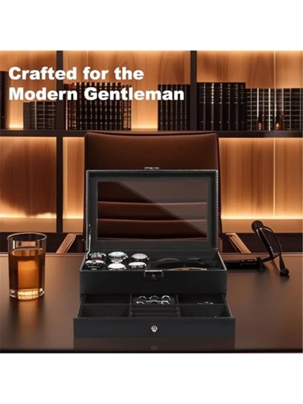 Jewelry Box 6 Slot Watch Box Jewelry Organizer With Drawer